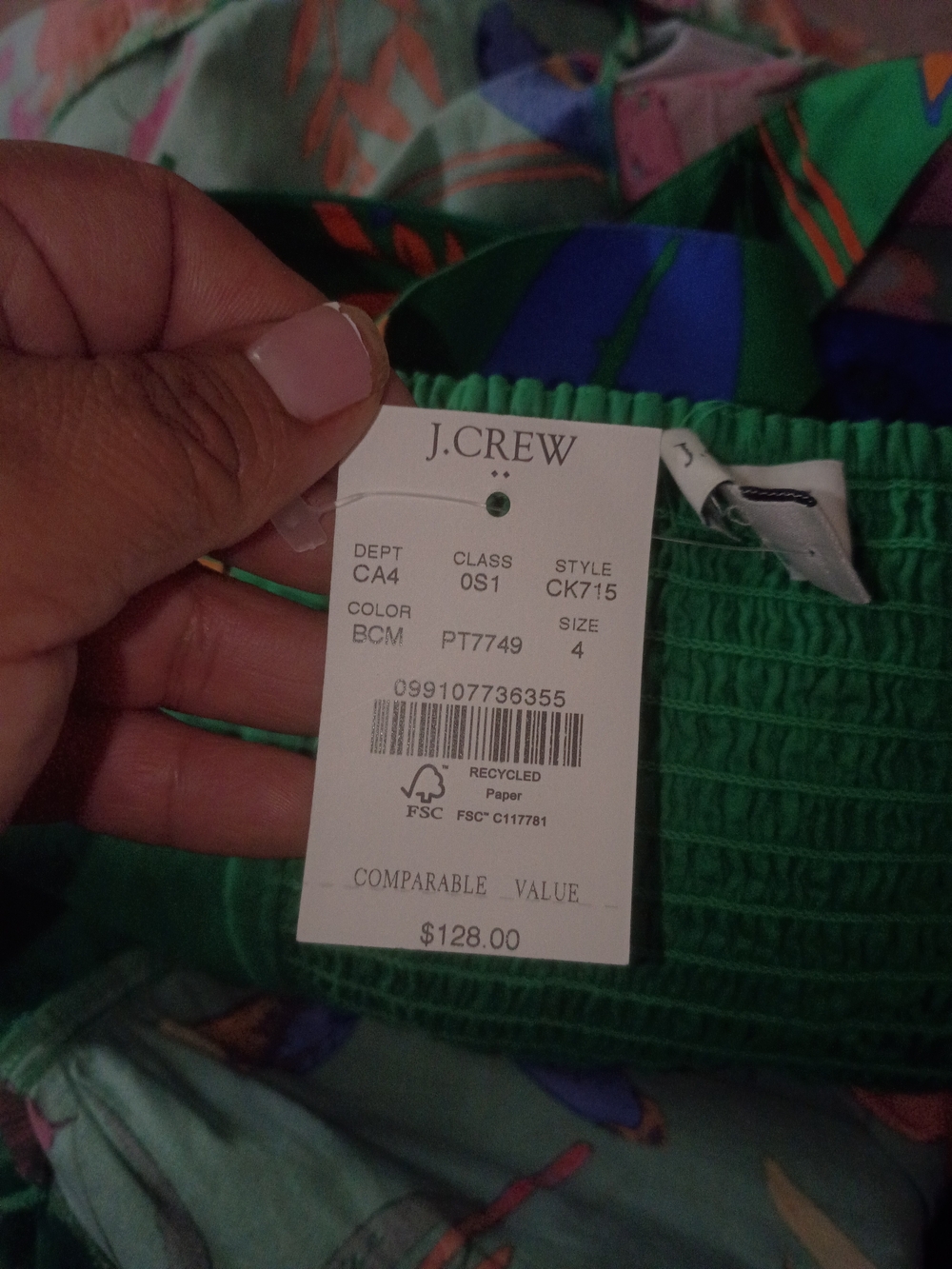 J. Crew Green Floral Halter Midi Dress with Pink, Blue & Orange Accents - Picture 12 of 15